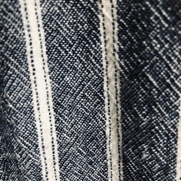 Sanctuary Blazer Jacket Blue White Stripe Linen Blend High Low Pockets Sz Large - Picture 5 of 15